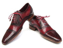 Paul Parkman (FREE Shipping) Men's Side Handsewn Captoe Oxfords - Red / Bordeaux Leather Upper and Leather Sole (ID