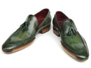 Paul Parkman (FREE Shipping) Men's Side Handsewn Tassel Loafers Green Shoes (ID