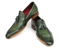 Paul Parkman (FREE Shipping) Men's Side Handsewn Tassel Loafers Green Shoes (ID