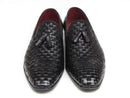 Paul Parkman (FREE Shipping) Men's Tassel Loafers Black Woven Leather (ID