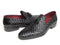 Paul Parkman (FREE Shipping) Men's Tassel Loafers Black Woven Leather (ID
