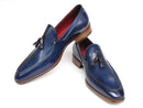 Paul Parkman (FREE Shipping) Men's Tassel Loafers Blue Hand Painted Leather (ID