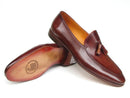 Paul Parkman (FREE Shipping) Men's Tassel Loafers Brown Hand Painted Leather (ID