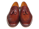 Paul Parkman (FREE Shipping) Men's Tassel Loafers Brown Hand Painted Leather (ID