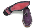 Paul Parkman (FREE Shipping) Men's Tassel Loafers Purple Hand Painted Leather (ID