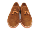 Paul Parkman (FREE Shipping) Men's Tassel Loafers Tobacco Suede Shoes (ID