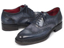 Paul Parkman (FREE Shipping) Men's Triple Leather Sole Wingtip Brogues Blue (ID