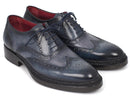 Paul Parkman (FREE Shipping) Men's Triple Leather Sole Wingtip Brogues Blue (ID