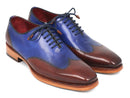 Paul Parkman (FREE Shipping) Men's Wingtip Oxford Goodyear Welted Blue & Brown (ID