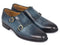 Paul Parkman (FREE Shipping) Navy Double Monkstrap Shoes (ID