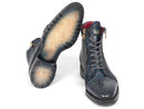 Paul Parkman (FREE Shipping) Navy Genuine Crocodile & Calfskin Side Zipper Boots (ID