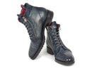 Paul Parkman (FREE Shipping) Navy Genuine Crocodile & Calfskin Side Zipper Boots (ID