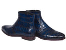 Paul Parkman (FREE Shipping) Navy Genuine Crocodile Side Zipper Boots (ID