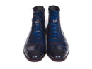 Paul Parkman (FREE Shipping) Navy Genuine Crocodile Side Zipper Boots (ID