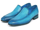 Paul Parkman (FREE Shipping) Perforated Leather Loafers Turquoise (ID