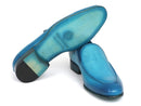 Paul Parkman (FREE Shipping) Perforated Leather Loafers Turquoise (ID