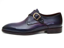 Paul Parkman (FREE Shipping) Single Monkstrap Shoes Purple Leather (ID