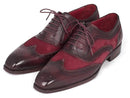 Paul Parkman (FREE Shipping) Suede & Calfskin Men's Wingtip Oxfords Bordeaux (ID