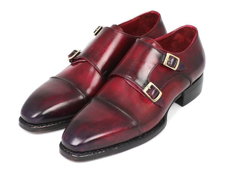 Paul Parkman (FREE Shipping) Triple Leather Sole Hand-Welted Cap Toe Monkstraps (ID