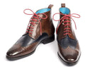 Paul Parkman (FREE Shipping) Wingtip Ankle Boots Dual Tone Brown & Blue (ID