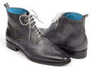 Paul Parkman (FREE Shipping) Wingtip Ankle Boots Gray Hand-Painted (ID
