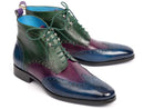 Paul Parkman (FREE Shipping) Wingtip Ankle Boots Three Tone Blue Purple Green (ID