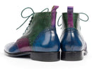 Paul Parkman (FREE Shipping) Wingtip Ankle Boots Three Tone Blue Purple Green (ID