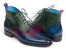 Paul Parkman (FREE Shipping) Wingtip Ankle Boots Three Tone Blue Purple Green (ID