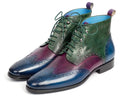 Paul Parkman (FREE Shipping) Wingtip Ankle Boots Three Tone Blue Purple Green (ID