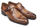 Paul Parkman (FREE Shipping) Wingtip Single Monkstraps Brown & Camel (ID