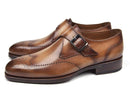 Paul Parkman (FREE Shipping) Wingtip Single Monkstraps Brown & Camel (ID