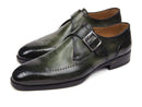 Paul Parkman (FREE Shipping) Wingtip Single Monkstraps Green (ID