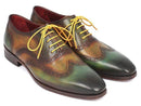 Paul Parkman (FREE Shipping) Wintip Oxfords Green Handpainted Calfskin (ID