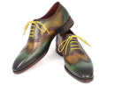 Paul Parkman (FREE Shipping) Wintip Oxfords Green Handpainted Calfskin (ID