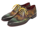 Paul Parkman (FREE Shipping) Wintip Oxfords Green Handpainted Calfskin (ID