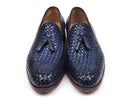 Paul Parkman (FREE Shipping) Woven Leather Tassel Loafers Navy (ID