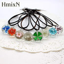 Pendant Necklace Glass Ball Crystal Feather Chain AExp