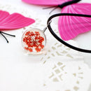 Pendant Necklace Glass Ball Crystal Feather Chain AExp