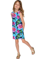 Peony Splash Adele Shift Party Mother and Daughter Dresses-Peony Splash-18M/2-Blue/Pink/Green-JadeMoghul Inc.