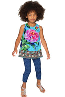 Peony Splash Emily Sleeveless Party Top - Mommy & Me-Peony Splash-18M/2-Blue/Pink/Green-JadeMoghul Inc.