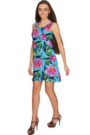 Peony Splash Peony Splash Sanibel Fit and Flare Blue Floral Dress - Women Sanibel Empire Waist Dress