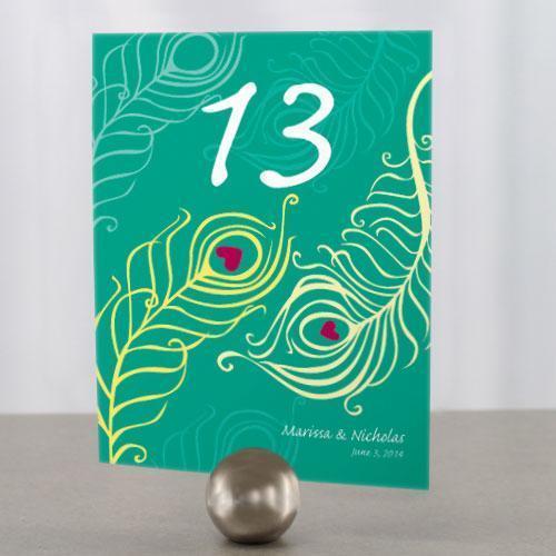 Perfect Peacock Table Number Numbers 1-12 Luxe Peacock Green (Pack of 12)-Table Planning Accessories-Aqua Blue-61-72-JadeMoghul Inc.