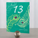 Perfect Peacock Table Number Numbers 1-12 Luxe Peacock Green (Pack of 12)-Table Planning Accessories-Black-1-12-JadeMoghul Inc.