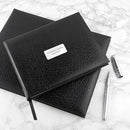 Personalized Stationery Black Leather Memoriam Book