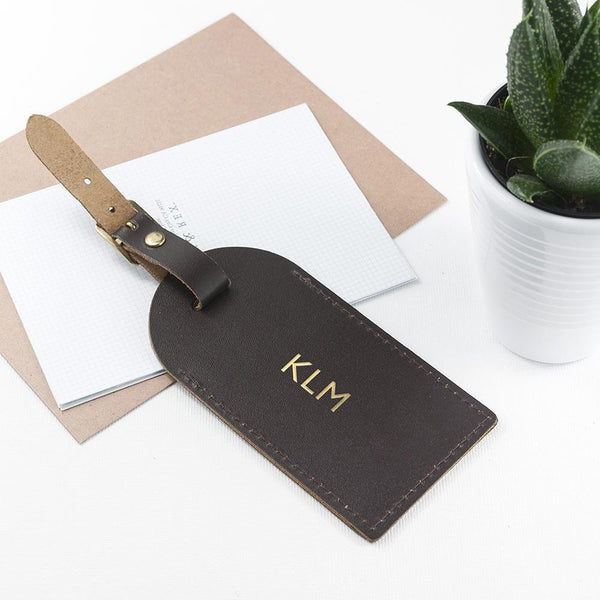 Personalized Luggage Tags Brown Foiled Leather Luggage Tag