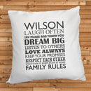 Personalised Family Rules Cushion Cover