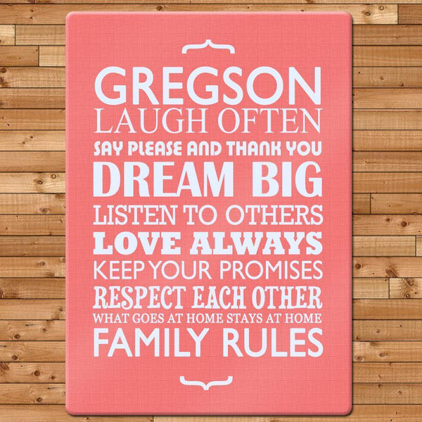 Personalized Gifts Family Rules Glass Chopping Board