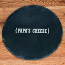 Personalized Cheese Board Name Swirl Brackets Round Slate Cheese Board