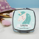 Unique Personalized Gifts Sparkle Squad Square Blue Compact Mirror