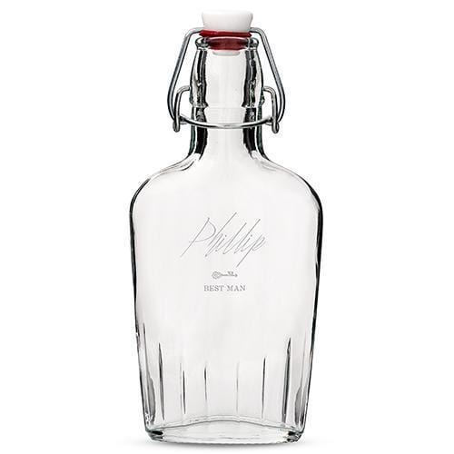 Personalized Clear Glass Hip Flask Key Etching (Pack of 1)-Personalized Gifts For Men-JadeMoghul Inc.